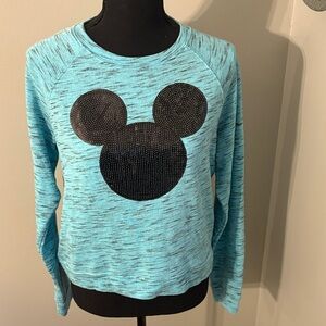 Disney Blue Sweatshirt with Black Mickey Mouse Design Size Medium